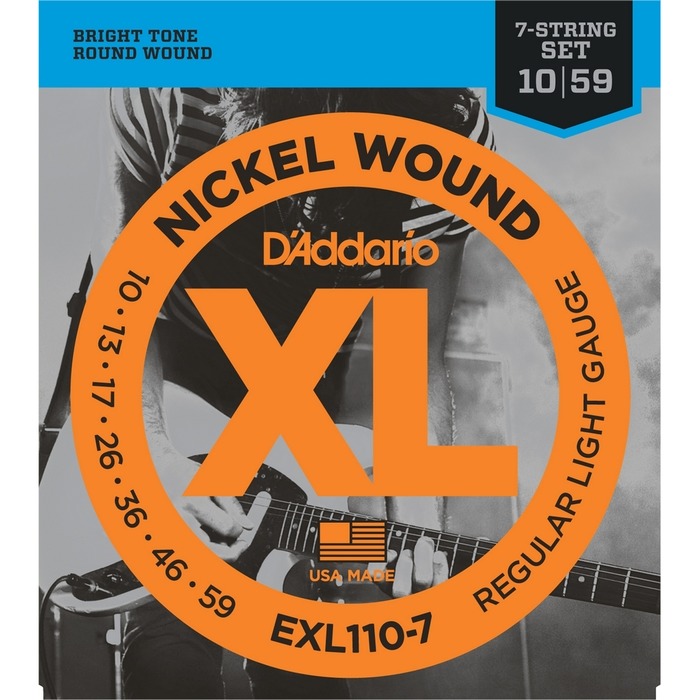 D'Addario EXL110-7 XL Nickel Wound Струны для 7-струнной электрогитары Regular Light 7-string 10-59