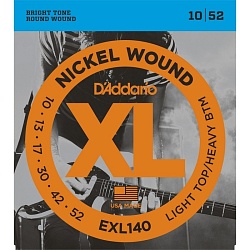 D'Addario EXL140 XL (без.уп.) Nickel Wound Струны для электро-гитары Light Top/Heavy Bottom 10-52