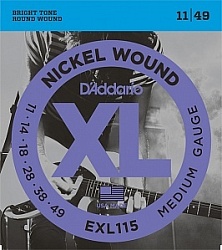 D'Addario EXL115 XL Nickel Wound Струны для электрогитары Blues/Jazz Rock 11-49.