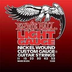 Ernie Ball 2208 Струны для электрогитары (11-15-22w-30-42-52), Nickel Wound Light