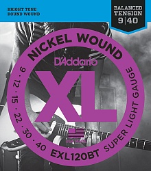 D'Addario EXL120BT Nickel Wound Комплект струн для электрогитары, сбалансированное натяжение, Super